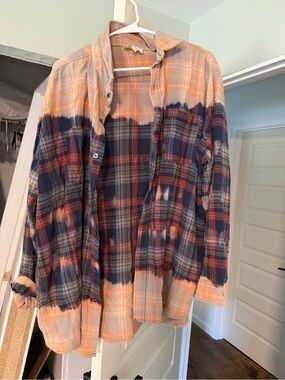 Oli & Hali Orange and Navy Plaid Button-Down Shirt